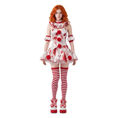 Terrifier 4 (2026) Clown White Red Dress Set Outfits Halloween Horror Cosplay Costume