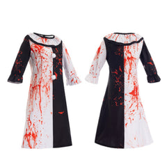 Terrifier 4 (2026) The Little Pale Girl Bloody Black White Dress Halloween Horror Cosplay Costume