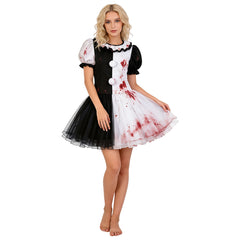 Terrifier 4 (2026) The Little Pale Girl Clown Bloody Tutu Dress Outfits Cosplay Costume