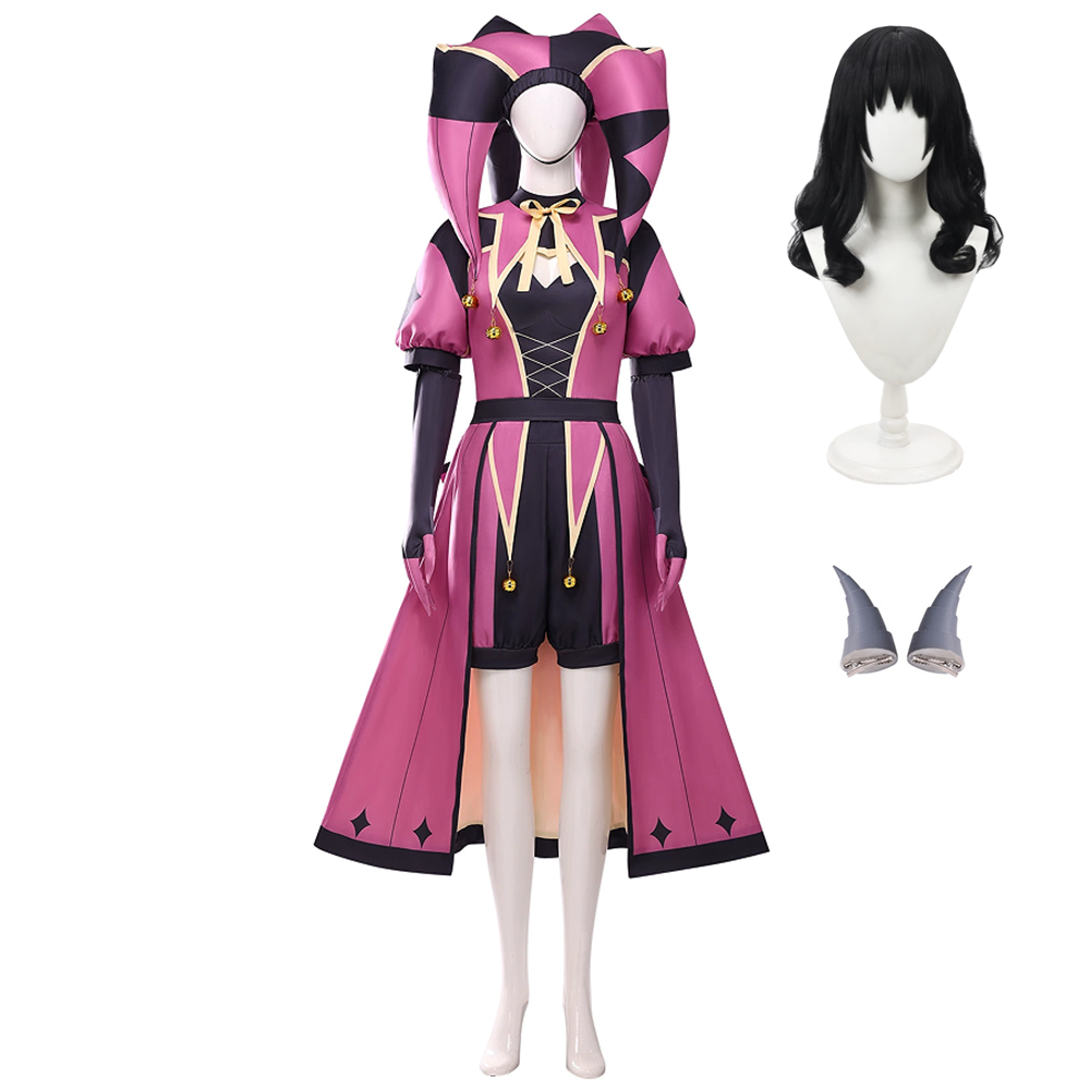 The Freak Circus Columbina Pink Clown Outfits Cosplay Costume Halloween Suit