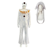 The Freak Circus Pierrot Old Design White Clown Outfits Halloween Cosplay Costume