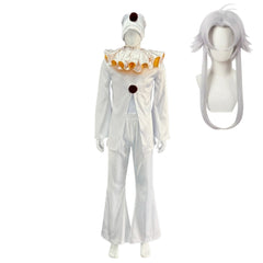 The Freak Circus Pierrot Old Design White Clown Outfits Halloween Cosplay Costume