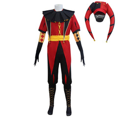 The Freak Circus Pierrot Red Clown Outfits Cosplay Costume Halloween Suit
