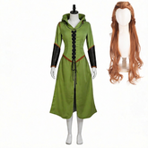 The Hobbit Tauriel Green Hooded Robe Dress Medieval Outfits Cosplay Costume