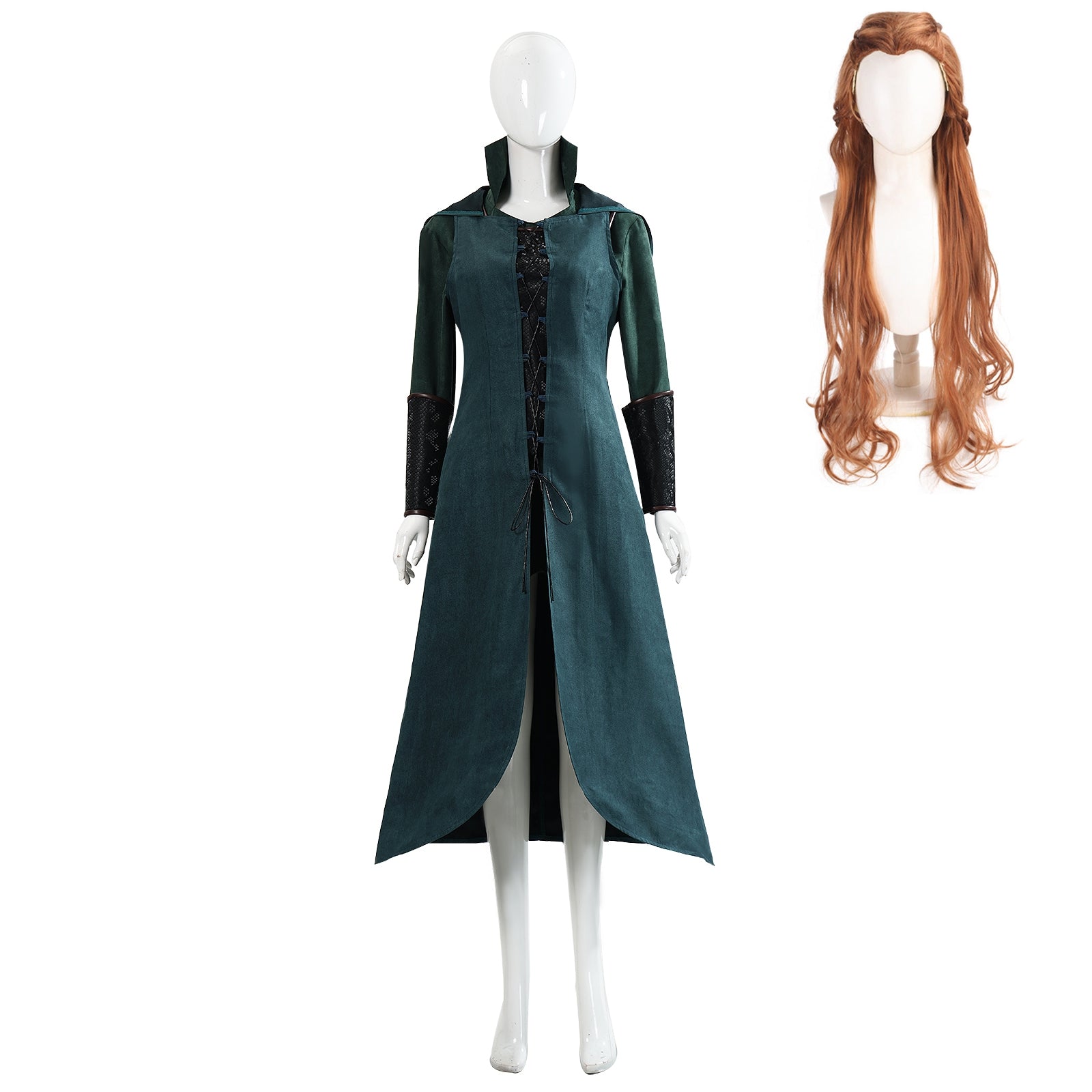 The Hobbit Tauriel Green Tunic Vest Coat Set Outfits Cosplay Costume Halloween Carnival Party Suit
