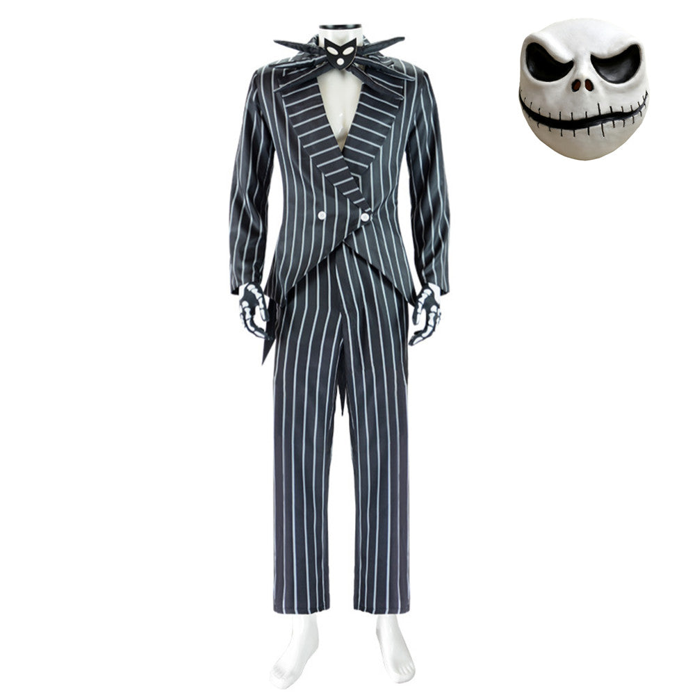 The Nightmare Before Christmas Jack Skellington Black Outfits Cosplay Costume Halloween Carnival Suit