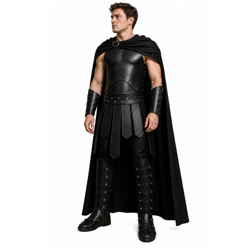 The Odyssey (2026) Agamemnon Black Leather Armor Outfits Cosplay Costume