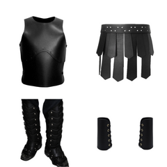 The Odyssey (2026) Agamemnon Black Leather Armor Outfits Cosplay Costume