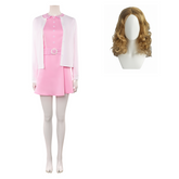 The Rocky Horror Picture Show Janet Weiss Pink Dress White Cardigan Outfits Cosplay Costume