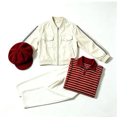 The Truman Show Truman Burbank White Jacket Red Shirt Set Outfits Cosplay Costume