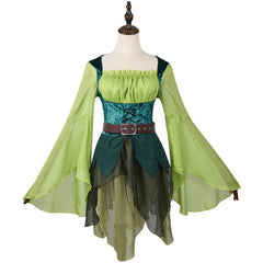 The Wizard of OZ Green Fairy Dress Outfits Medieval Cosplay Costume Halloween Suit