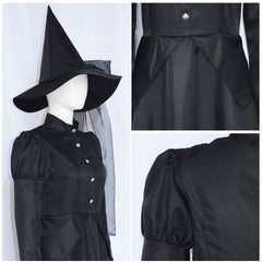 The Wizard of OZ Wicked Witch Black Set Outfits Cosplay Costume Halloween Suit