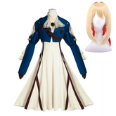 Violet Evergarden Violet Blue Jacket White Dress Set Outfits Cosplay Costume