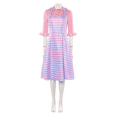 Wicked (2024) Glinda Pink Blue Striped Dress Outfits Cosplay Costume