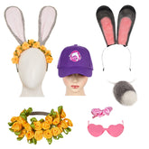 Zootopia 2 (2025) Judy Hopps Wreath Rabbit Ears Tail Glasses Hair Tie Hat Cosplay Accessories Props