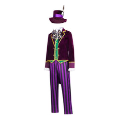 Alice In Wonderland Mad Hatter Purple Striped Set Outfits Cosplay Costume
