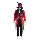 Alice In Wonderland Mad Hatter Red Suit Set Outfits Halloween Cosplay Costume