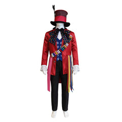 Alice In Wonderland Mad Hatter Red Suit Set Outfits Halloween Cosplay Costume