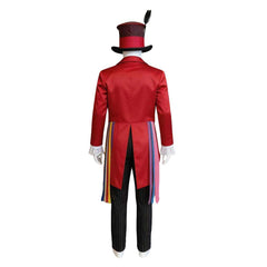 Alice In Wonderland Mad Hatter Red Suit Set Outfits Halloween Cosplay Costume