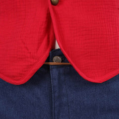 Kids Children Anime One Piece Luffy Red Set Outfits Cosplay Costume Halloween Carnival Suit