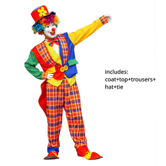 Funny Circus Clown Unisex Colorful Suit Team Group Outfits Cosplay Costume Carnival Suit