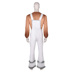 Band ABBA Bjorn Ulvaeus 70s Retro White Overalls Outfits Cosplay Costume Halloween Carnival Suit