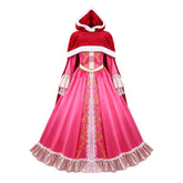 Beauty And The Beast Belle Pink Dress Red Cloak Princess Outfits Cosplay Costume