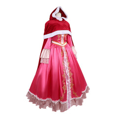 Beauty And The Beast Belle Pink Dress Red Cloak Princess Outfits Cosplay Costume
