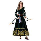 Brave Merida Green Dress Set Outfits Cosplay Costume Carnival Suit