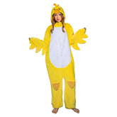 Cartoon Yellow Duck Animals Onesie Flannel Pajamas Warm Home Sleepwear Halloween Carnival Suit - OLAOLA