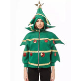 Christmas Tree Green Zip-up Hoodie Outfits Funny Cosplay Costume Carnival Suit