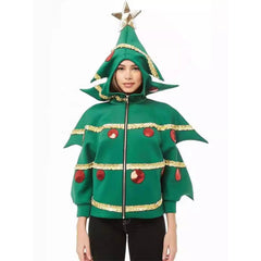 Christmas Tree Green Zip-up Hoodie Outfits Funny Cosplay Costume Carnival Suit