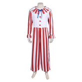 Clown In A Cornfield (2025) Flando Red Stripes Jumpsuit Outfits Horror Halloween Cosplay Costume