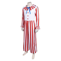 Clown In A Cornfield (2025) Flando Red Stripes Jumpsuit Outfits Horror Halloween Cosplay Costume