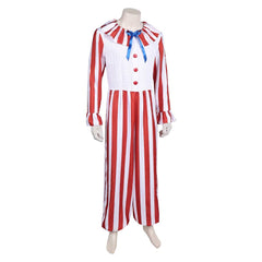Clown In A Cornfield (2025) Flando Red Stripes Jumpsuit Outfits Horror Halloween Cosplay Costume
