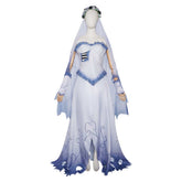Corpse Bride Emily White Blue Wedding Set Outfits Halloween Cosplay Costume