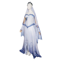 Corpse Bride Emily White Blue Wedding Set Outfits Halloween Cosplay Costume