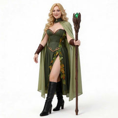 Critical Role Titania Fairy Queen Green Dress Cloak Set Outfits Cosplay Costume