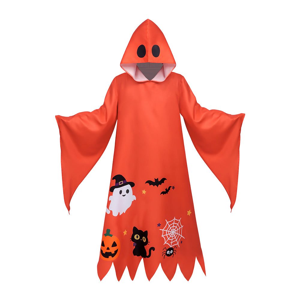 Cute Funny Halloween Pumpkin Orange Hooded Robe Cosplay Costume Carnival Suit