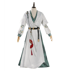 Where Winds Meet (2025) Chen Zixi White Green Set Wuxia Hanfu Outfits Cosplay Costume