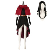 Delicious In Dungeon Rin Red Cape Black Dress Outfits Cosplay Costume