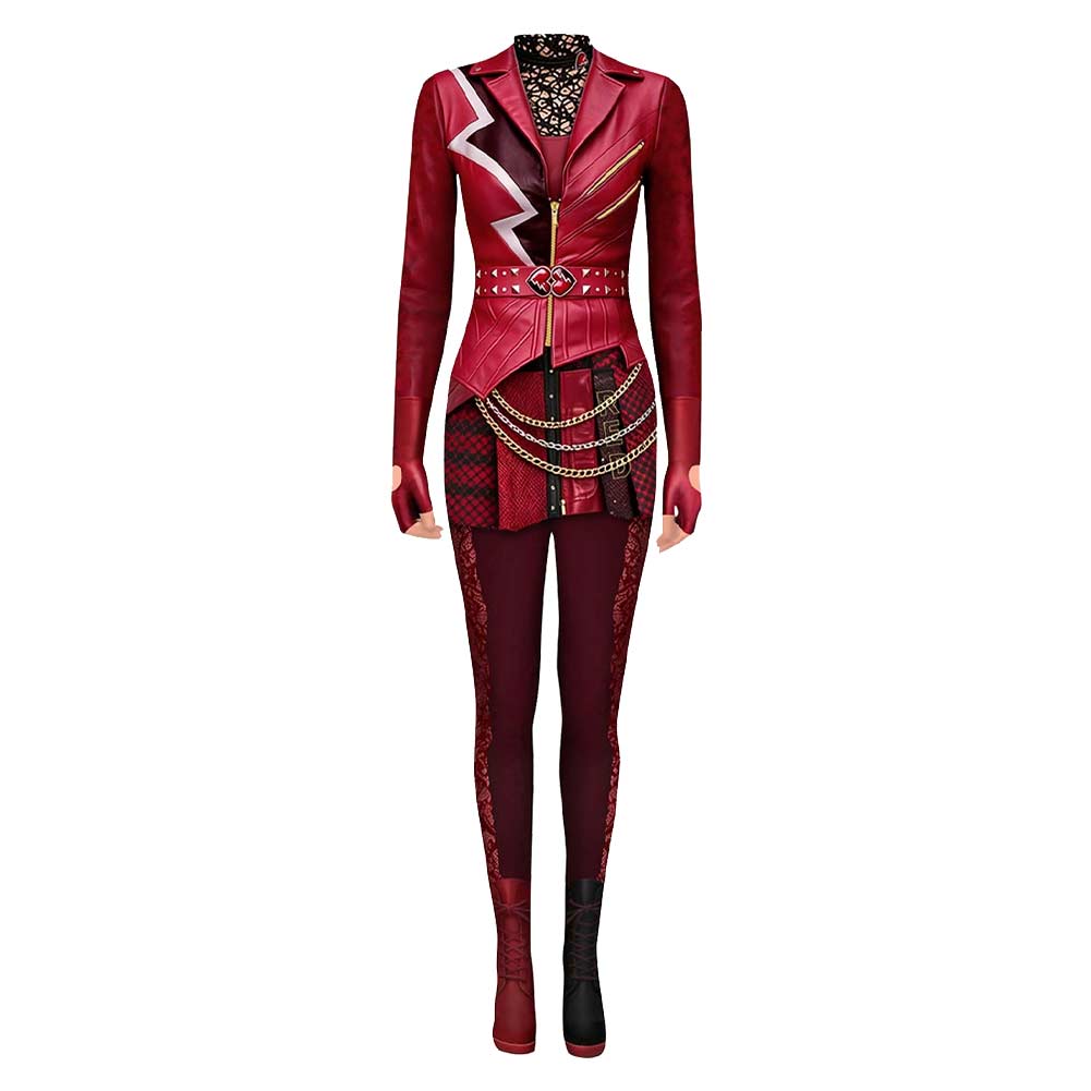 Descendants: Wicked Wonderland (2026) Red Printed Jumpsuit Outfits Cosplay Costume