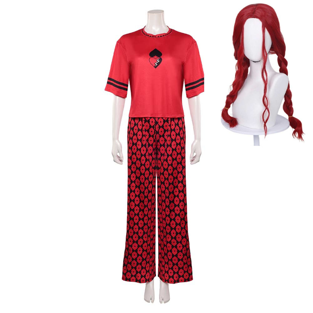 Descendants: Wicked Wonderland (2026) Red Shirt Pants Sleepwear Outfits Cosplay Costume