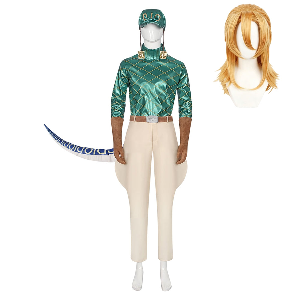 Diego Brando Blue Green Set With Tail Outfits Cosplay Costume Carnival Suit
