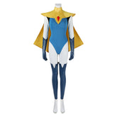 Dispatch (2025) Blonde Blazer Blue Jumpsuit Cape Set Outfits Cosplay Costume