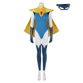 Dispatch (2025) Blonde Blazer Blue Jumpsuit Cape Set Outfits Cosplay Costume