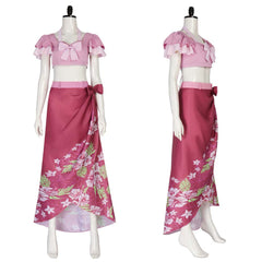 Final Fantasy VII Aerith Gainsborough Pink Floral Skirt Outfits Cosplay Costume