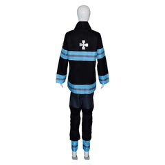 Fire Force Maki Oze Firefighting Blue Black Uniform Outfits Cosplay Costume