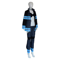 Fire Force Maki Oze Firefighting Blue Black Uniform Outfits Cosplay Costume