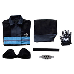 Fire Force Maki Oze Firefighting Blue Black Uniform Outfits Cosplay Costume